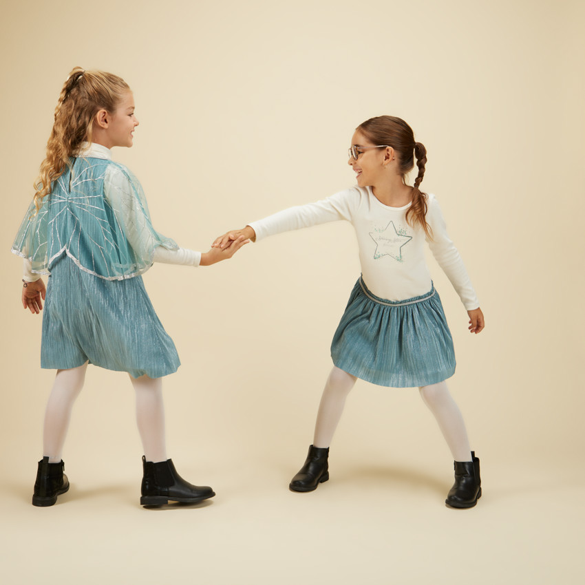 Robe plissée avec cape en tulle pour fille 