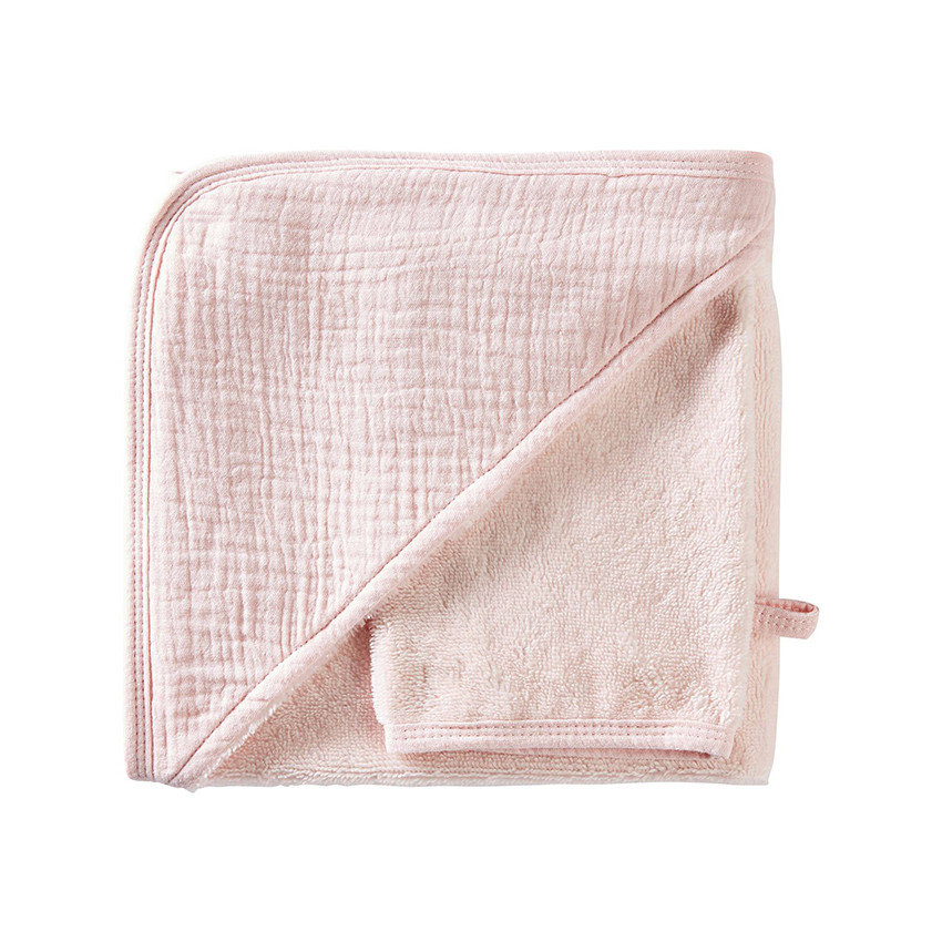 cape de bain + gant en bambou – rose blush - rose