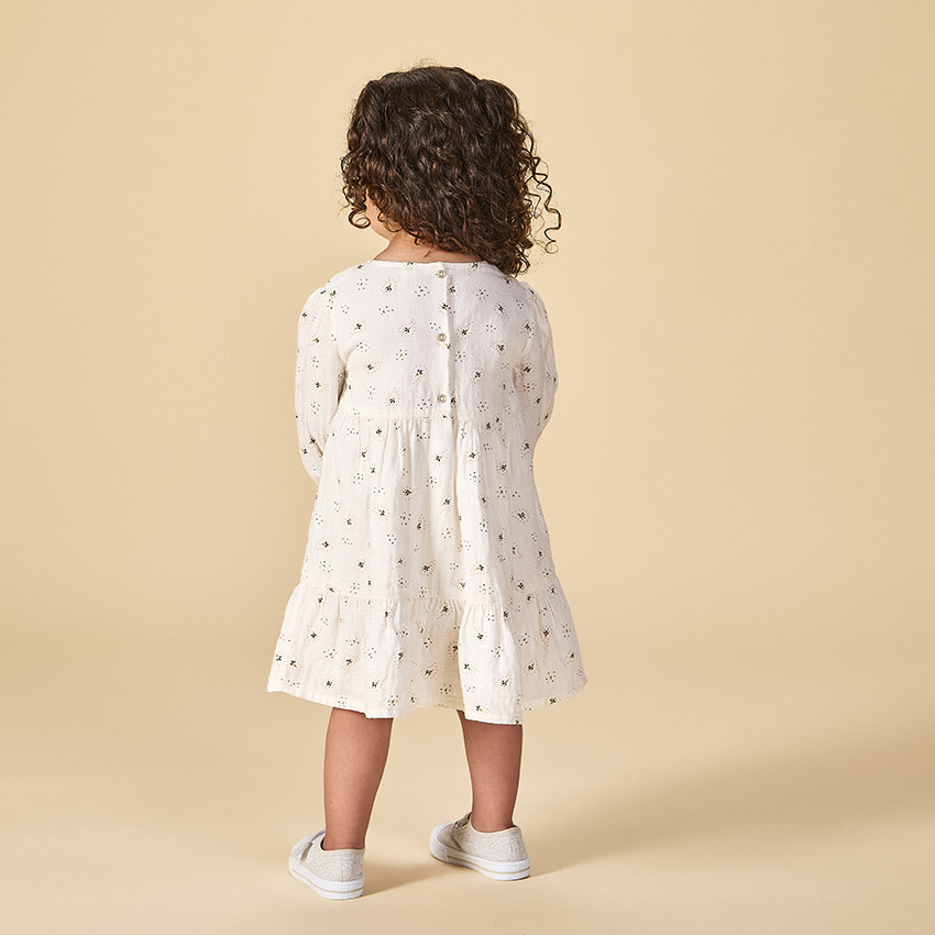 Robe manches longues en gaze imprimée pour bébé fille 