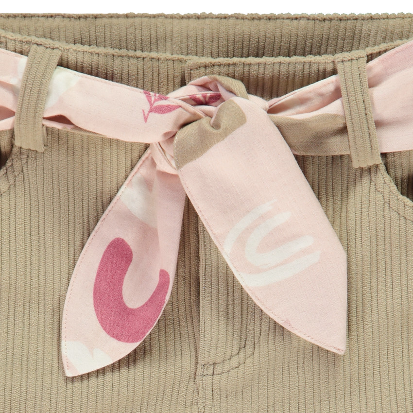 Pantalon évasé en velours côtelé + ceinture pour fille 