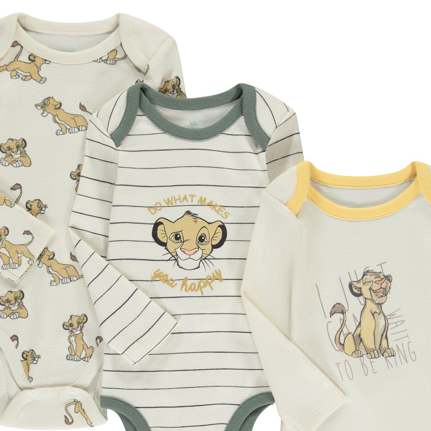 Lot de 3 bodies manches longues Simba Disney pour bébé garçon 