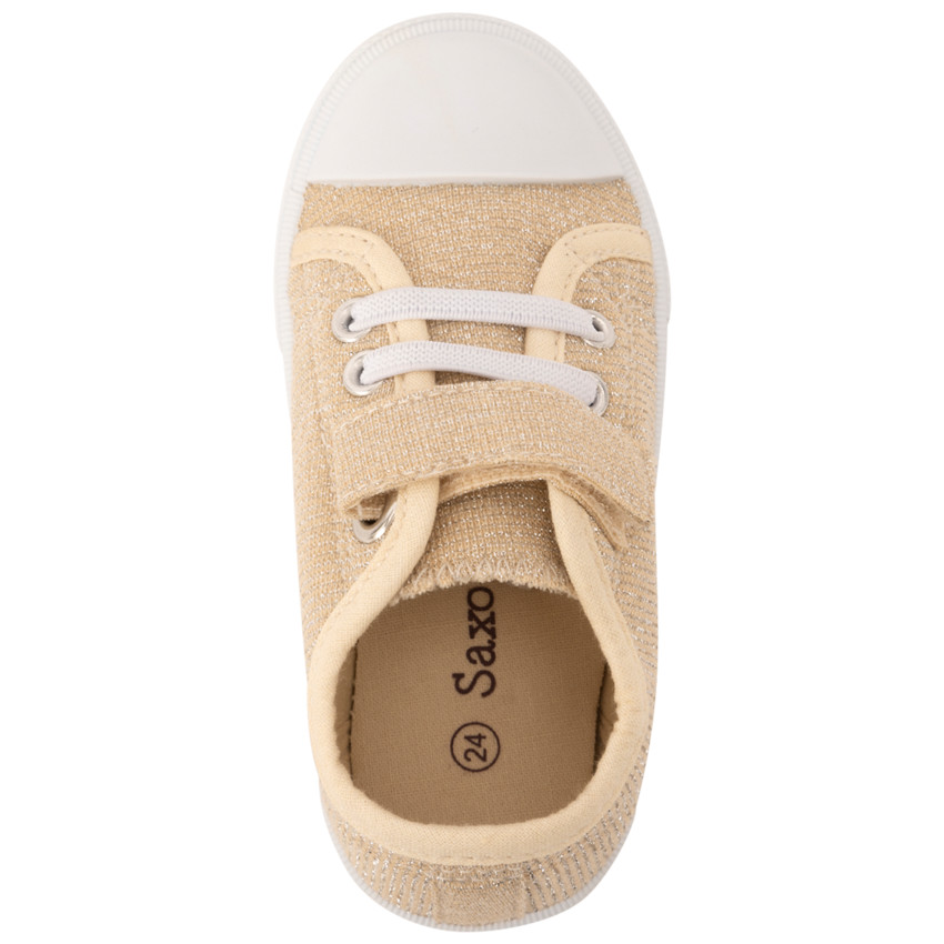 Baskets basses en toile dor e avec scratch pour b b fille