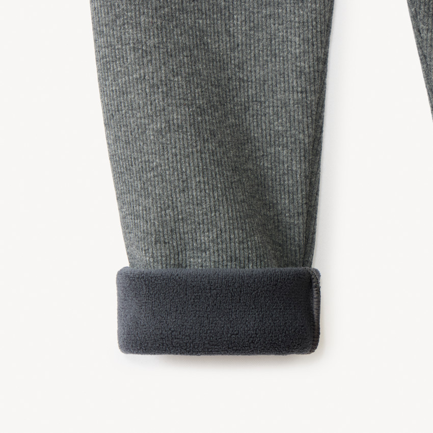 Caleçon uni côtelé et doublé polaire pour bébé fille 