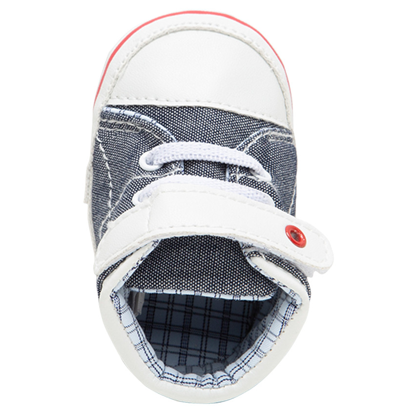 Baskets souples en toile à lacets et scratch avec doublure à carreaux 