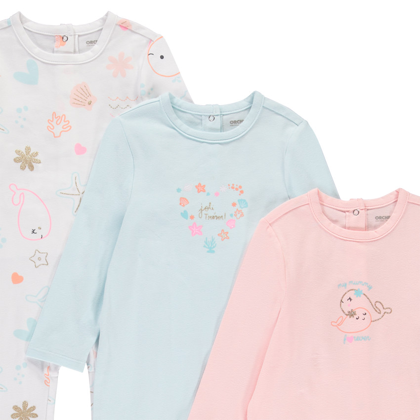 Lot de 3 dors-bien fantaisie pour bébé fille (ouvertures différentes selon l'âge) 