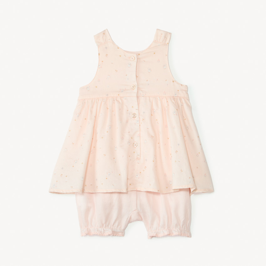 Combinaison courte effet 2-en-1 imprimé fantaisie pour bébé fille 