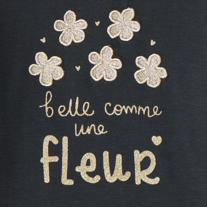 T-shirt manches longues bébé fille broderie fantaisie 