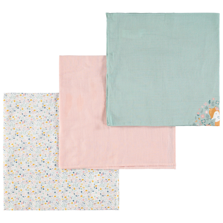 Set de 3 langes en coton à motifs animaux de la forêt 