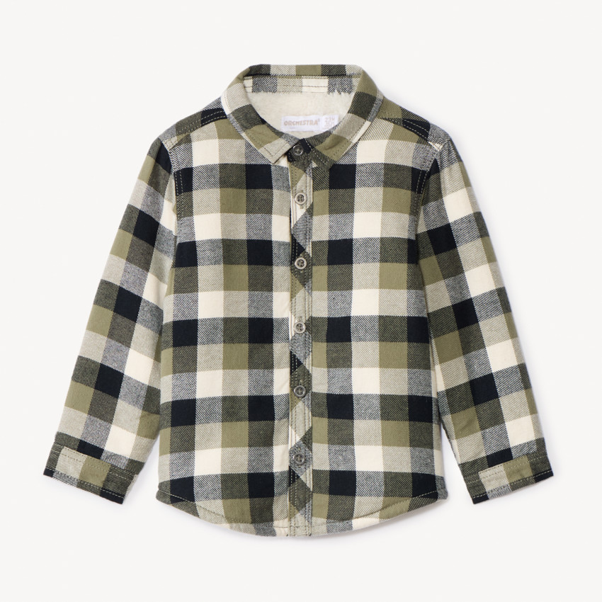 Surchemise à carreaux en flanelle doublée pour bébé garçon - Vert