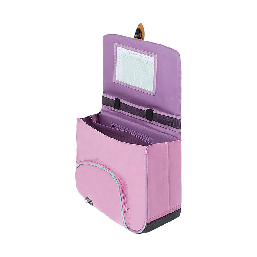 Cartable Manon rose avec patch brodé fantaisie 38 cm 