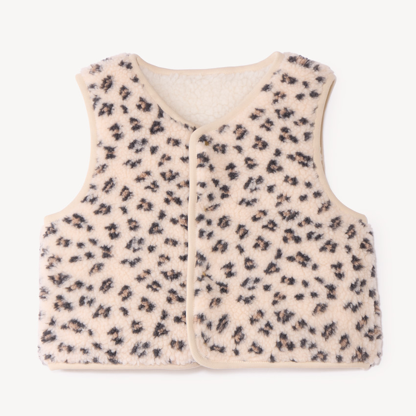 Gilet sans manches fille imprimé léopard 