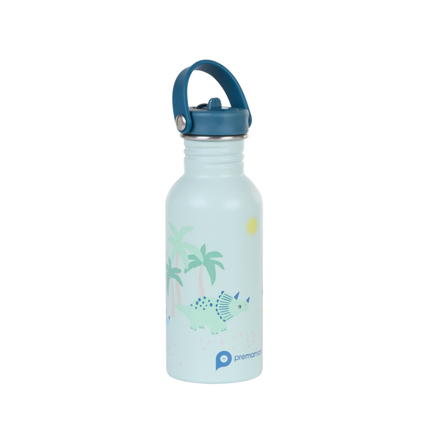 Gourde en inox avec paille Dino Rigolo - 500 ml 