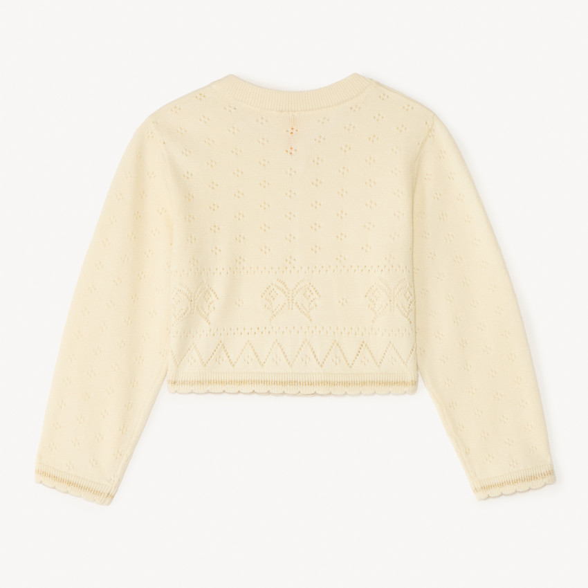 Gilet en tricot ajouré papillons pour bébé fille 