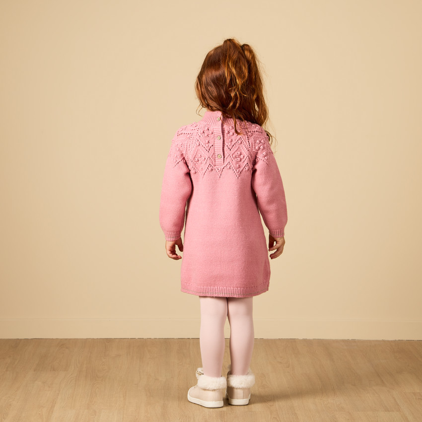 Robe manches longues en tricot uni pour bébé fille 