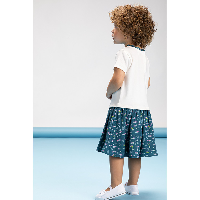 Robe manches courtes 2 en 1 en jersey imprimé fillette pour bébé fille 