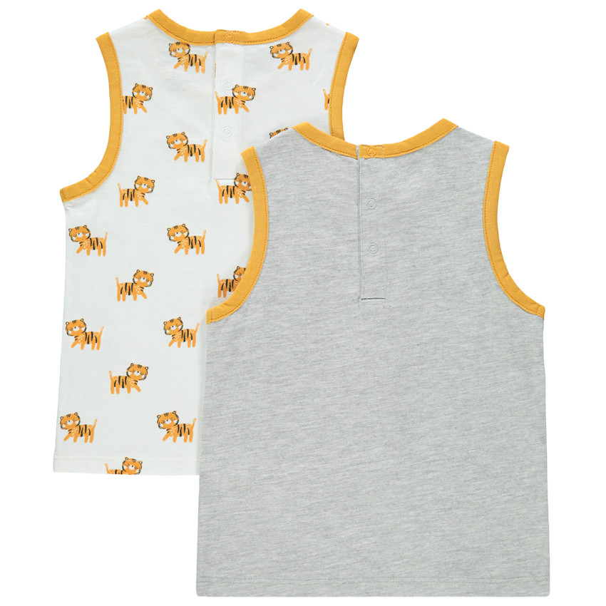 Lot de 2 débardeurs imprimé/uni à print fantaisie 