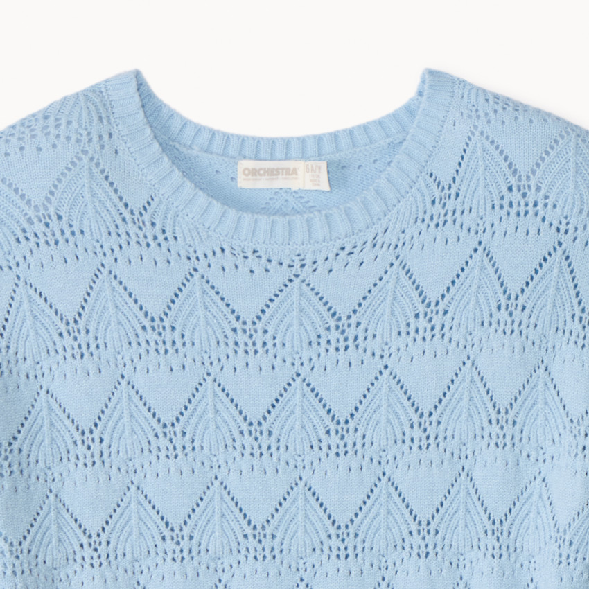 Pull oversize en tricot ajouré fantaisie pour fille 