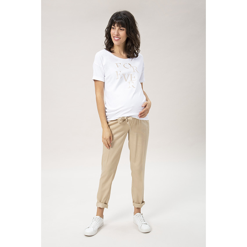 T-shirt de grossesse manches courtes à message brodé 