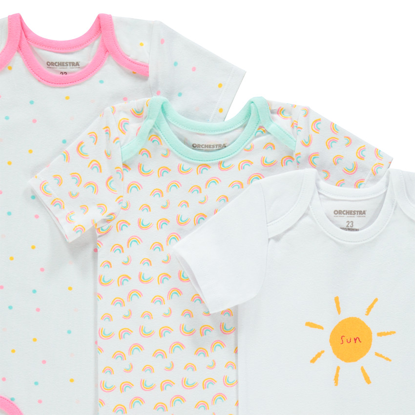 Lot de 7 bodies manches courtes en coton à imprimés colorés 