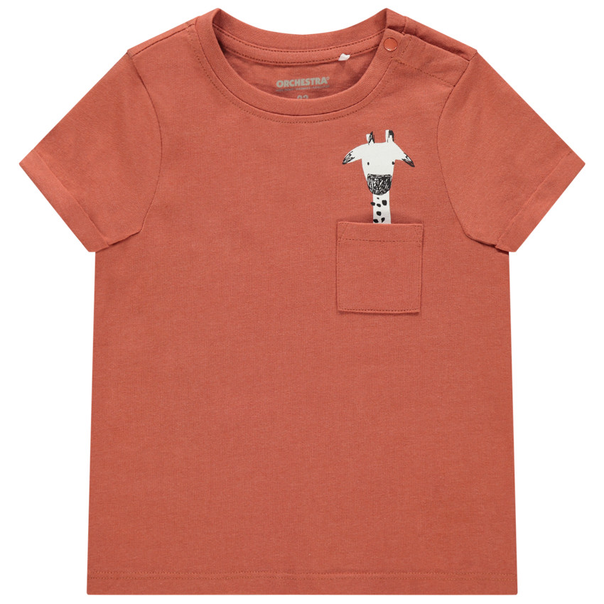 T-shirt manches courtes à poche et print girafe 