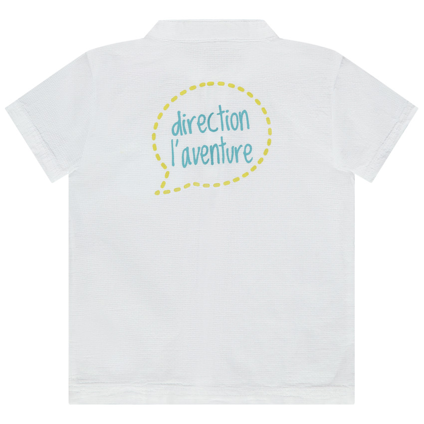 Chemise manches courtes à col mao et poche poisson 