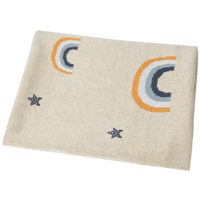 Couverture en tricot arcs-en-ciel et étoiles 