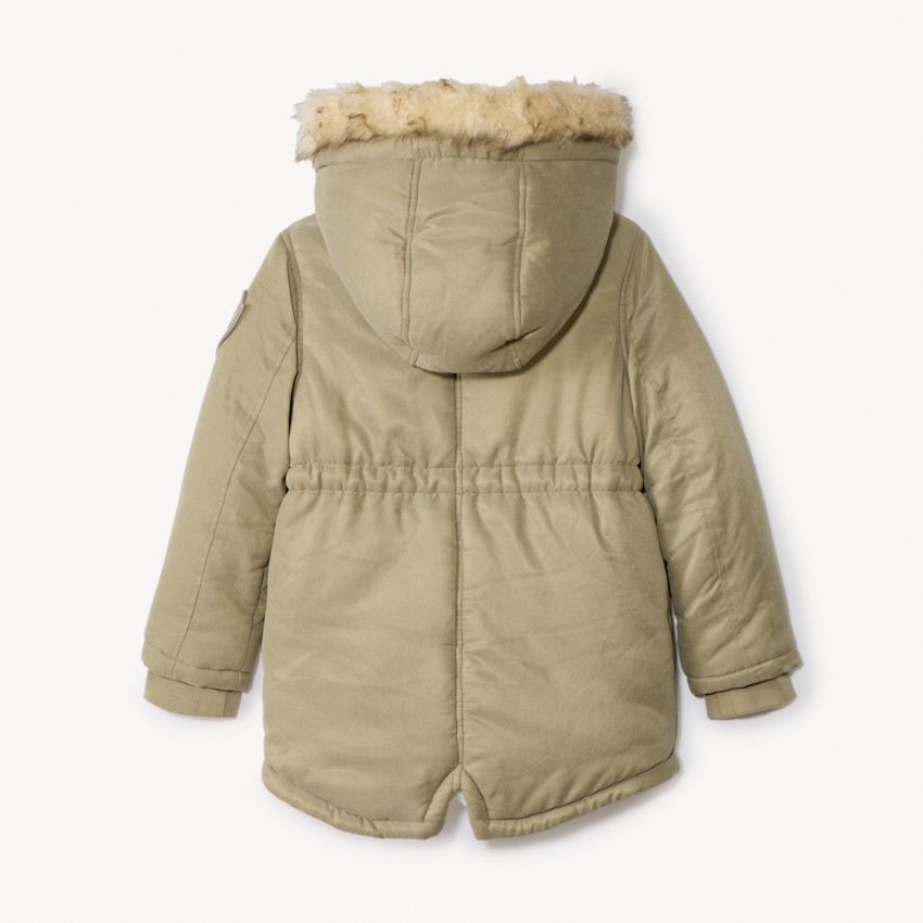 Parka déperlante à capuche effet fourrure pour fille 