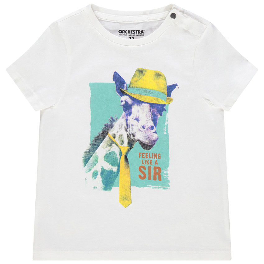 T-shirt manches courtes en coton print animal pour bébé garçon