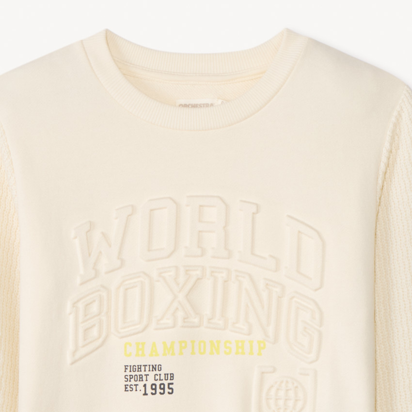 Pull bi-matière avec motif en relief pour garçon 