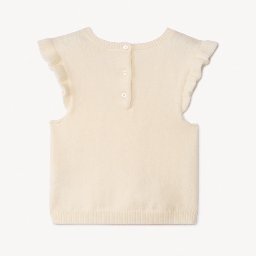 Pull sans manches en tricot côte fantaisie à torsades pour bébé fille  