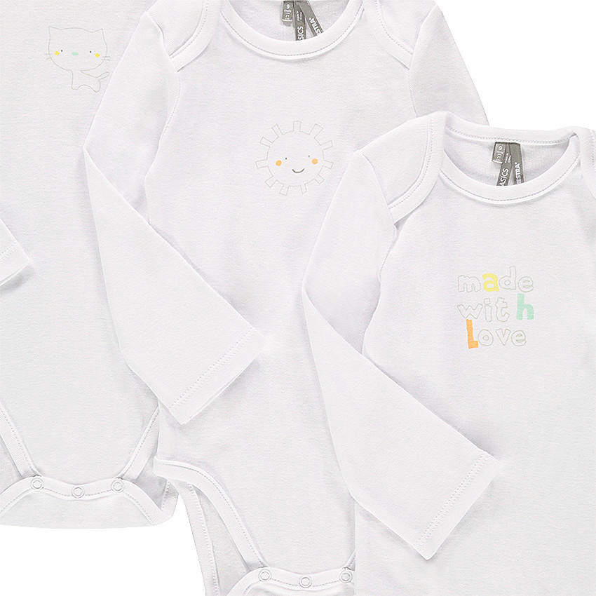 Lot de 7 bodies manches longues en coton à print fantaisie 