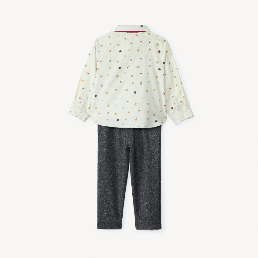 Ensemble long 3 pièces avec nœud papillon pour bébé garçon 