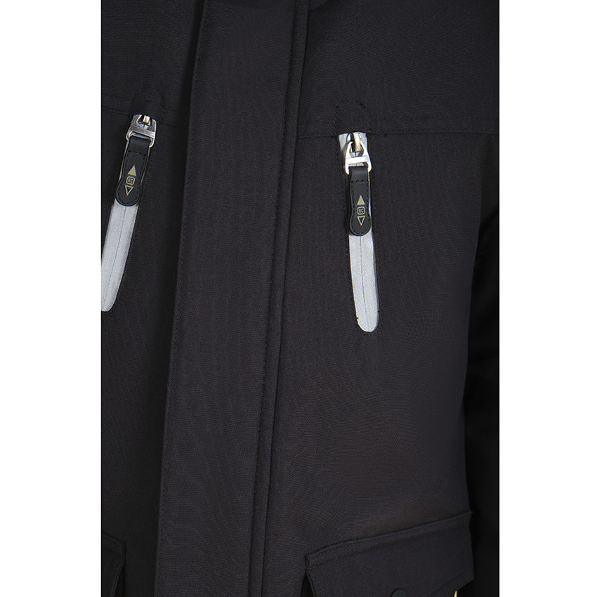 Parka à capuche en polyester avec bandes réfléchissantes et doublure micropolaire pour garçon 