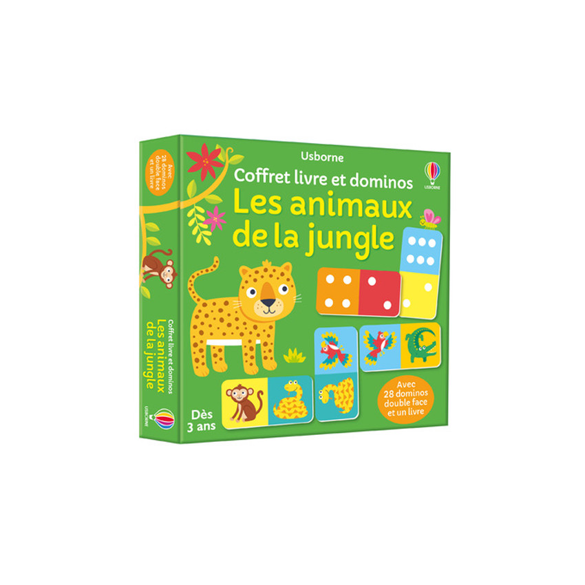 Mon coffret livre et dominos Les animaux de la jungle 