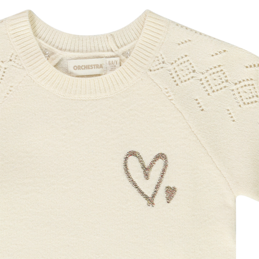 Pull en tricot avec broderie pour fille 