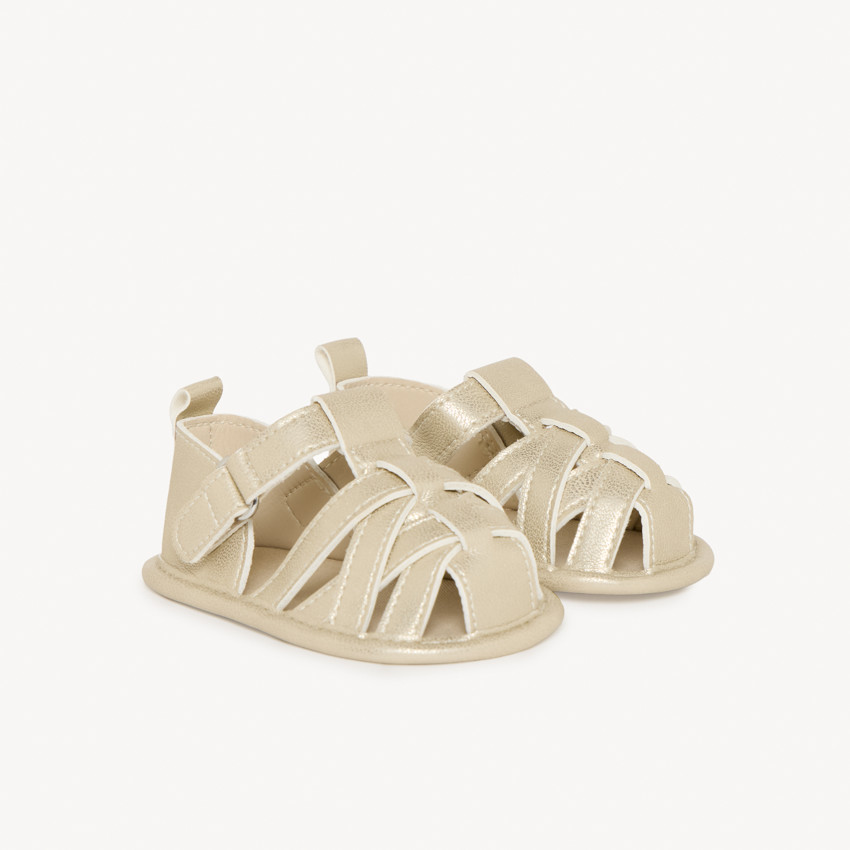 Sandales à brides dorées texturées pour bébé fille