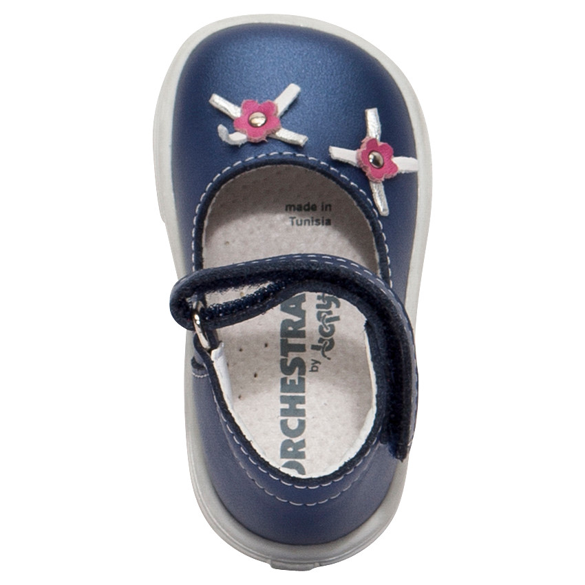 Babies en cuir coloris bleu marine effet métallisé 