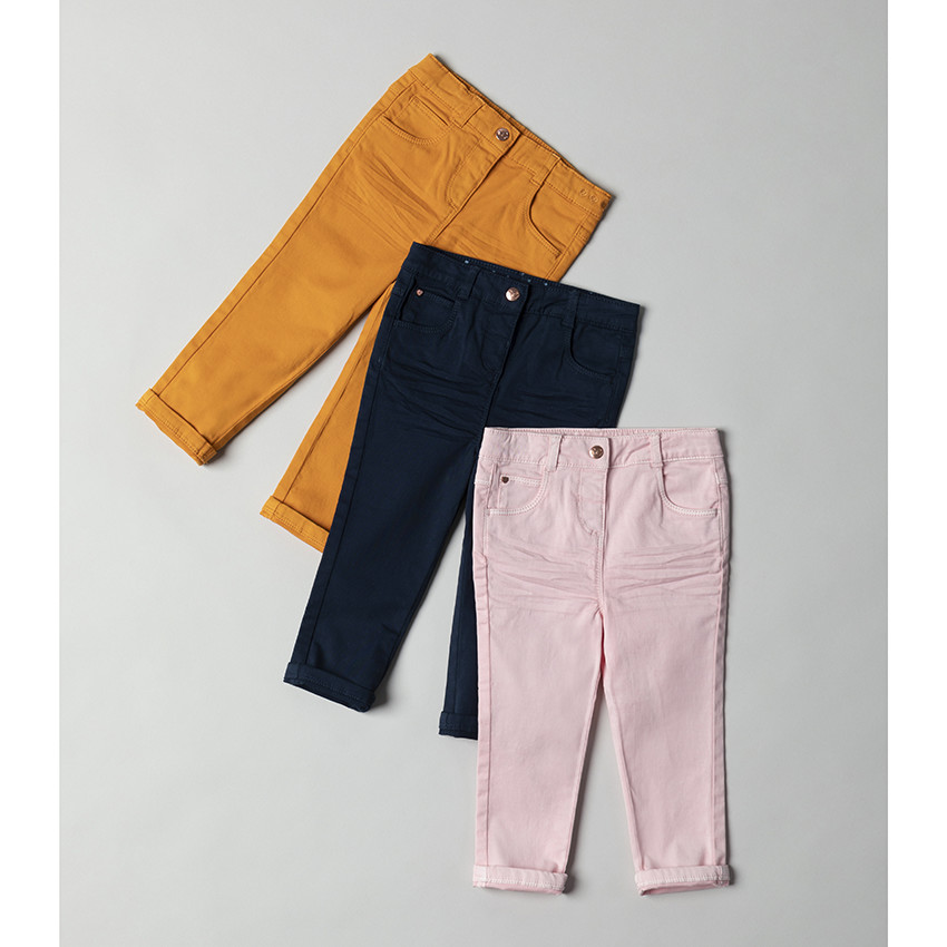 Pantalon en toile uni coupe slim 