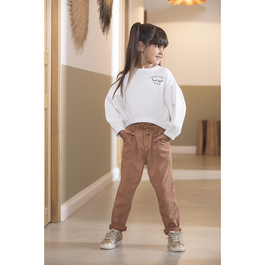 Sweat en molleton maille fantaisie pour fille 