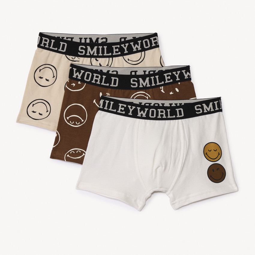 Lot de 3 boxers fantaisies Smiley pour garçon