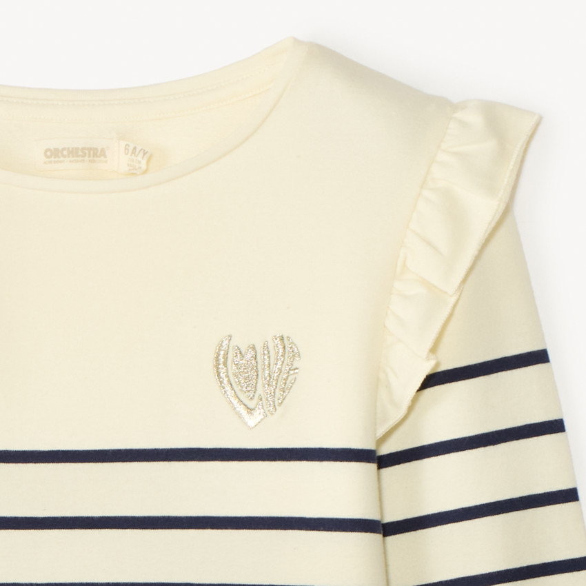 Marinière molletonnée à cœur brodé pour fille 