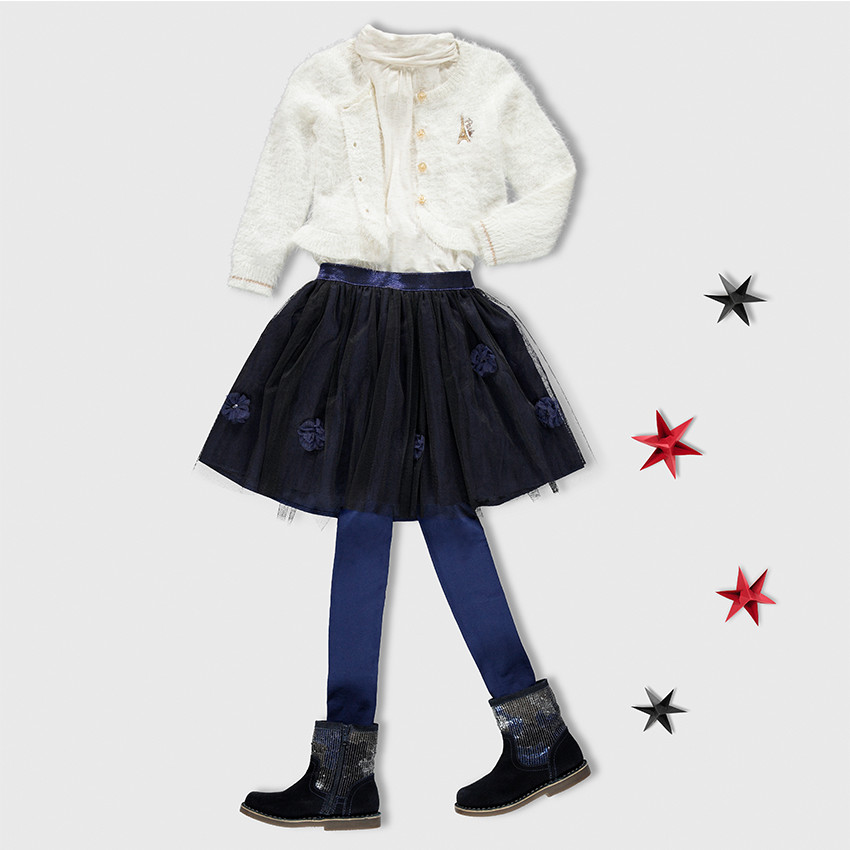 Jupe en tulle avec fleurs et ceinture élastiquée 