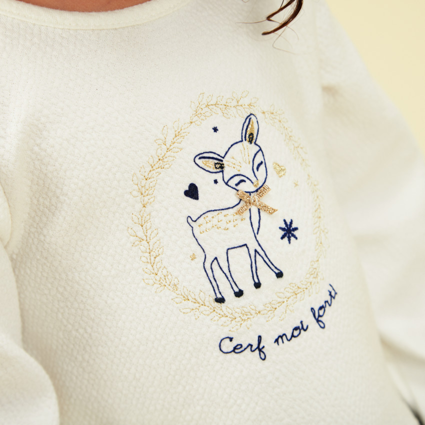 Robe effet 2 en 1 en tulle pailleté motif cerf pour bébé fille 