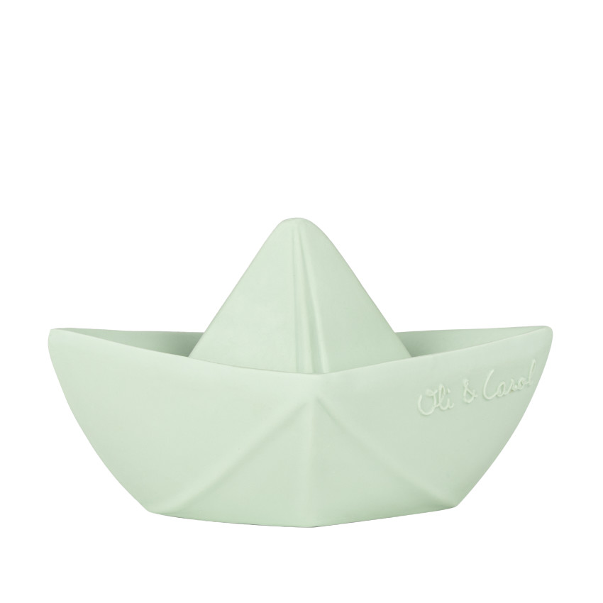 Jouet de bain en caoutchouc Bateau Origami menthe