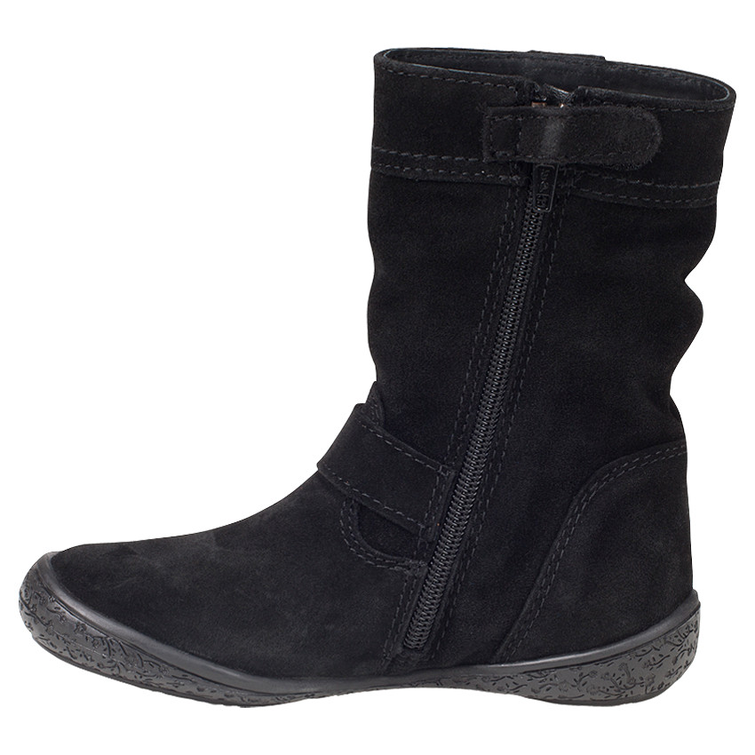 Bottines en cuir suédé avec tige fluide et lien fantaisie du 28 au 35 