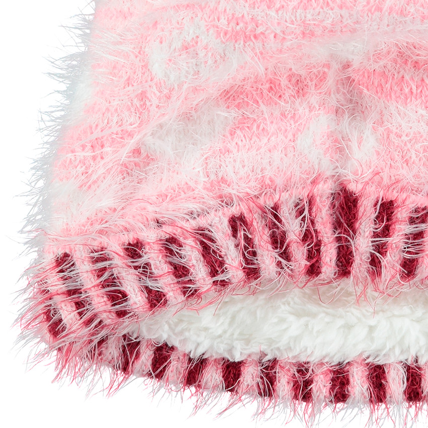 Ensemble bonnet en tricot poil et gants doublés sherpa  