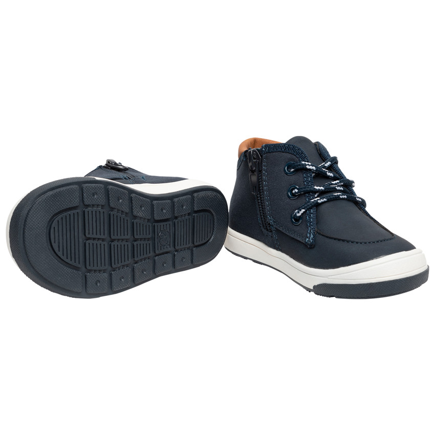 Bottillons bleus à lacets et zip pour bébé garçon 