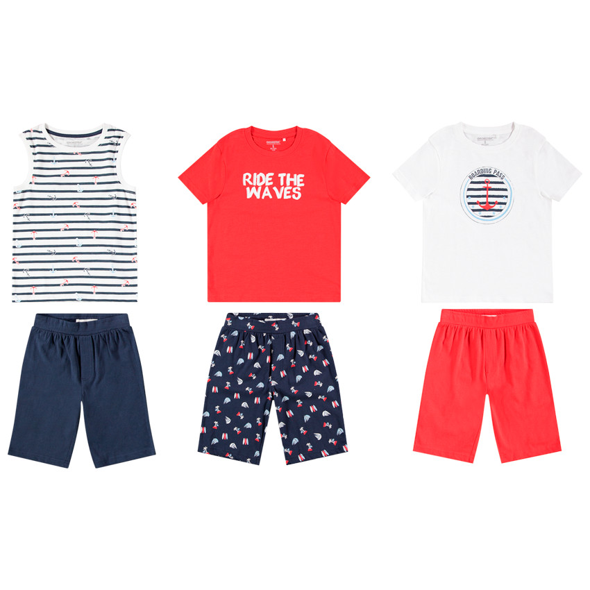 Lot de 3 pyjamas 2 pièces en jersey pour garçon Main Lot de 3 pyjamas 2 pièces en jersey pour garçon