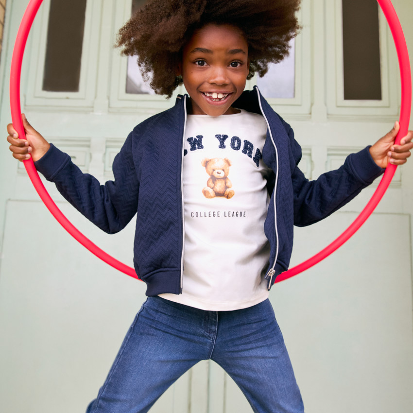 T-shirt manches longues ourson avec broderie pour fille