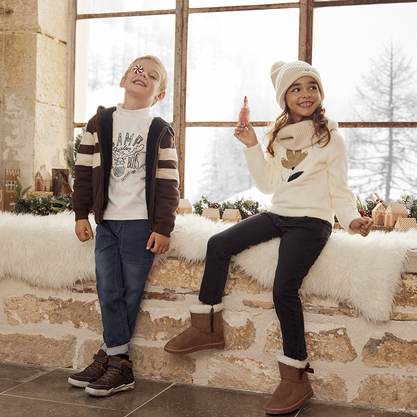 Ensemble en tricot bonnet chat + snood pour fille 